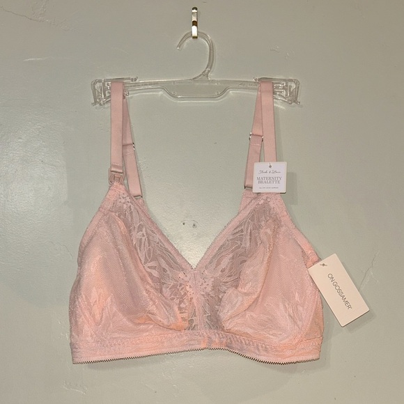 ONGOSSAMER Blush Pink Sleek And Lace Maternity Nursing Bralette Size Large NWTS - Picture 1 of 7
